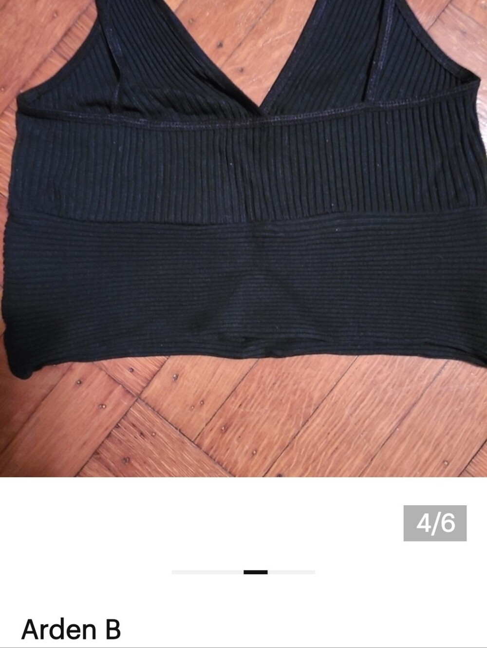 Arden B Black Ribbed Wrap Bralette Tank - Picture 3 of 5